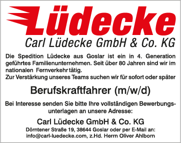 Bild Stellenanzeige Berufskraftfahrer